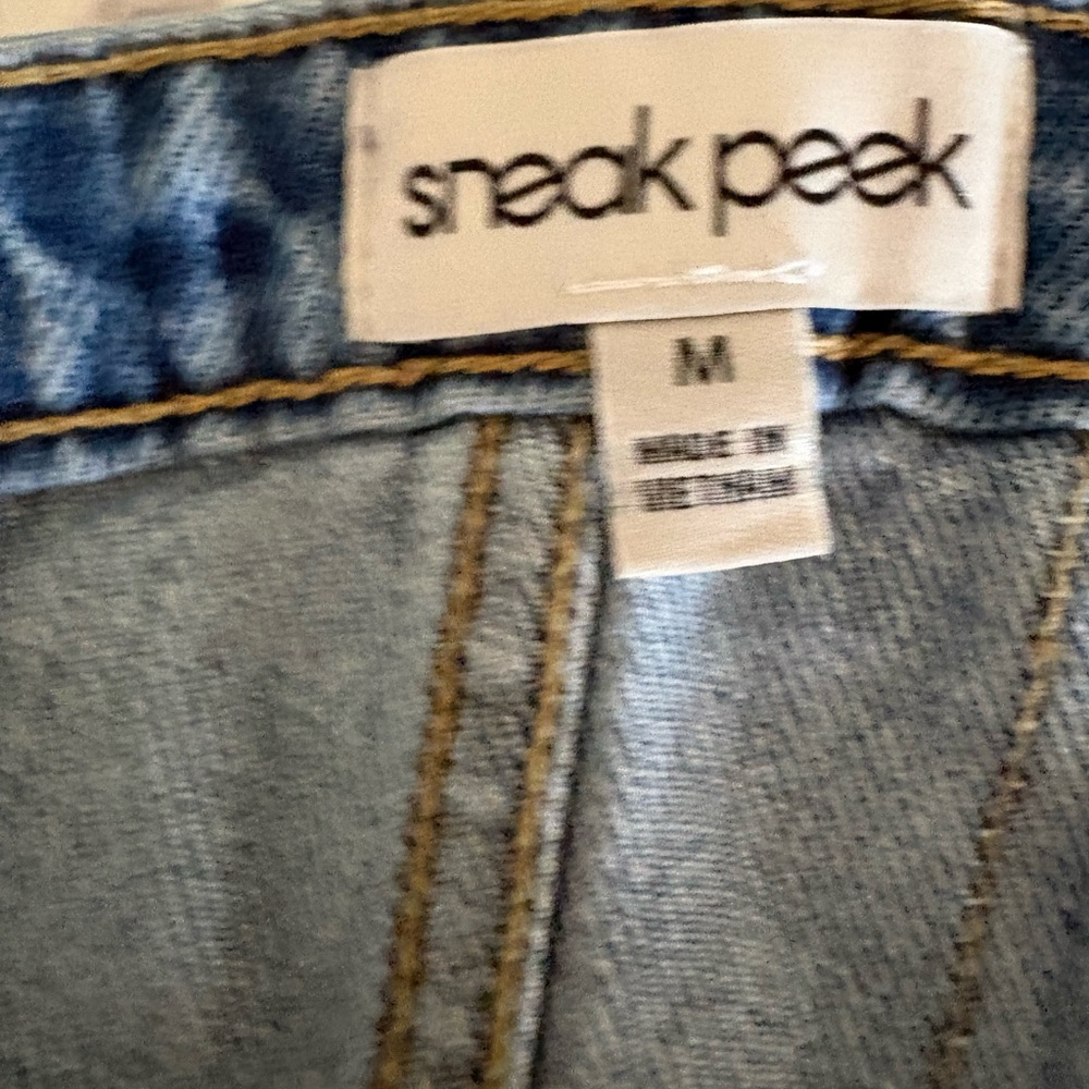 Sneak Peek Denim Corset Tube Top - Light blue strapless button down sz M - Picture 4 of 5